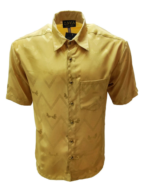 Jacquard Solid Western Shirt Short Sleeve Rooster Design Made in USA Cowboy Button-Up Shirt